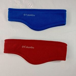 Columbia Fleece Ear Warmers Headbands Lot of 2 Blue And Red